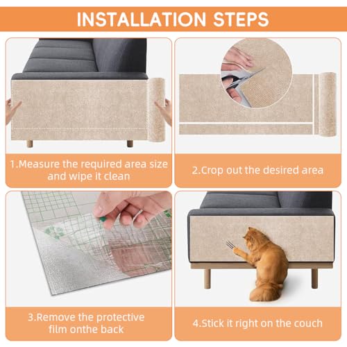 Qpets® Cat Scratch Pad Scratching for Cats Wall Scratcher Mat Cuttable Adhesive Pet for Cabinet Couch Floor 40x100cm 2PCS Qpets® Cat Scratch Pad Scratching for Cats Wall Scratcher Mat Cuttable Adhesive Pet for Cabinet Couch Floor 40x100cm 2PCS